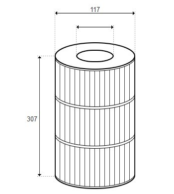 Cartouche 307x117 adapt. SAE Unicel 4CH-50 Filbur FC-0173 Pleatco