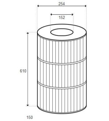 Cartouche JACUZZI CFR/CFT 150 - H.610/D.254 (PLEATCO)