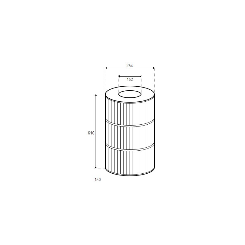 Cartouche JACUZZI CFR/CFT 150 - H.610/D.254 (PLEATCO)