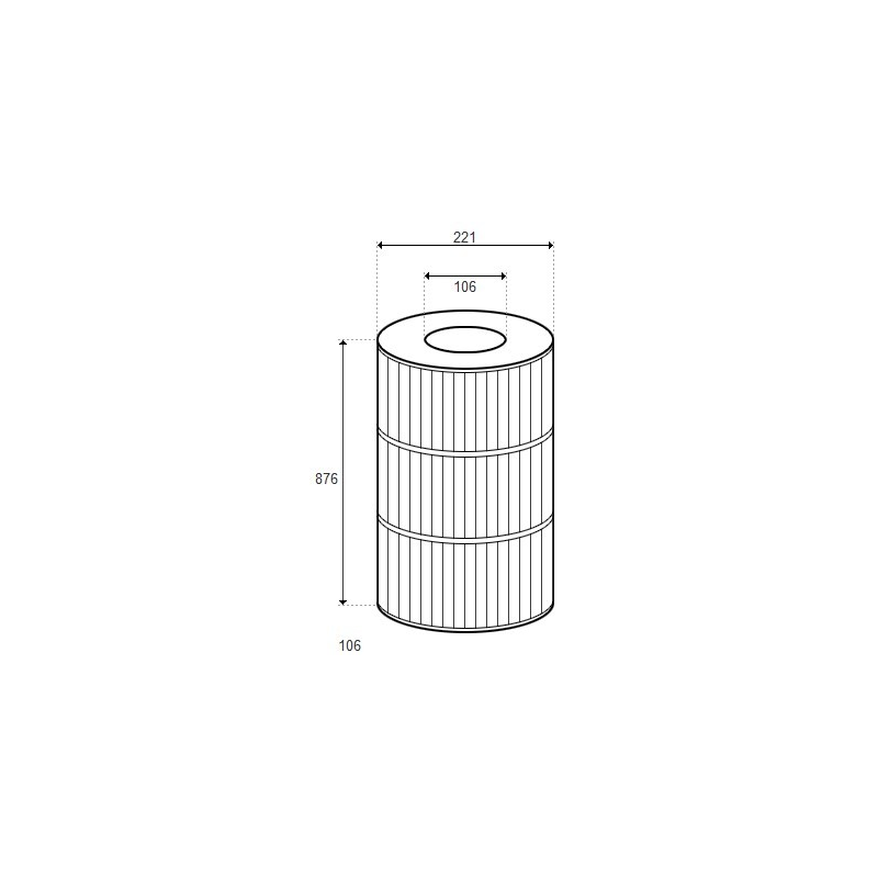 Cartouche Sta-Rite Posi-Flo T-135TX, Open W/12 Concentric Slots (PLEATCO) - PSR135-4